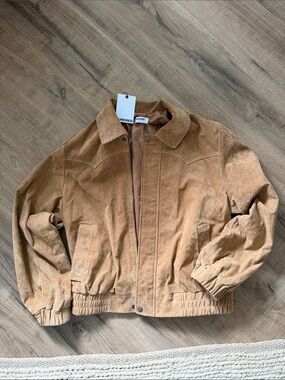 Rumored Suede Bomber Jacket - Camel